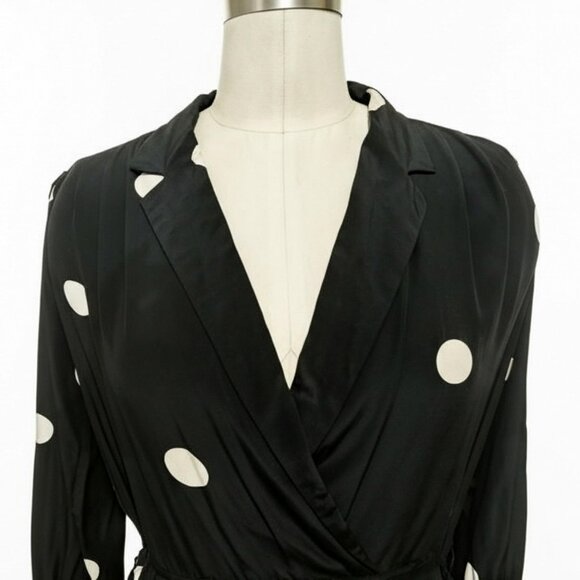 Vintage 1970's 100% Silk Polka Dot Secretary Shrt Dress SZ 6 - Picture 4 of 5